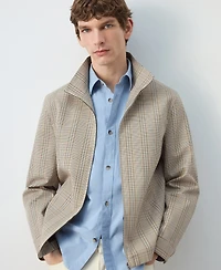 Mango Men's Prince of Wales Check Zip-Up Jacket