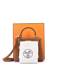 Pre-Owned HERMES Kelly Handbag Brown Togo with Gold Hardware