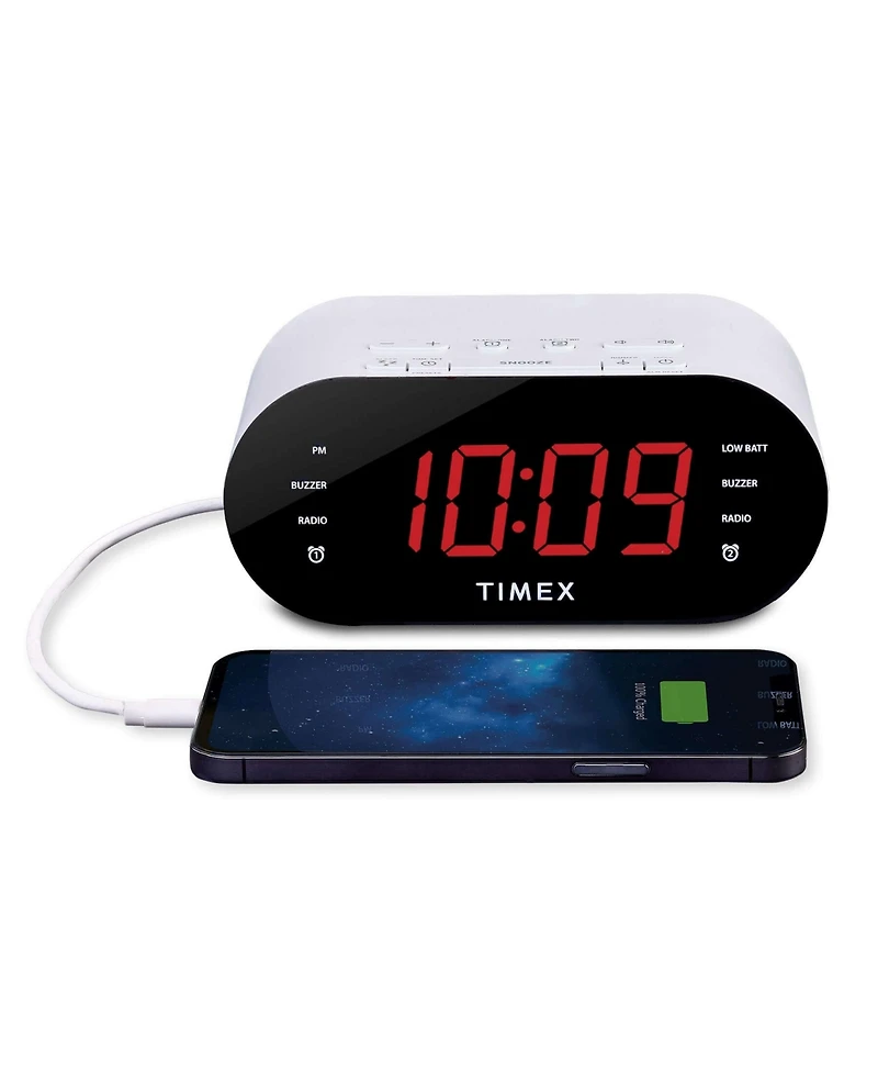 iHome Timex T232 Dual-Alarm Fm Usb Charging Alarm Clock Radio