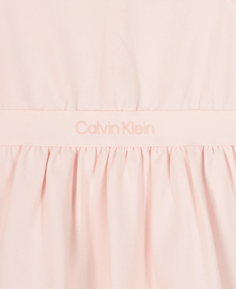 Calvin Klein Baby Girls' Fit-and-Flare Knit Logo Dress with Diaper Cover