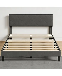 gaomon Noise-Free Upholstered Bed Frame – Full Size Platform with Diamond-Stitched Padded Headboard, Wooden Slats Support, Durable Mdf, Easy As