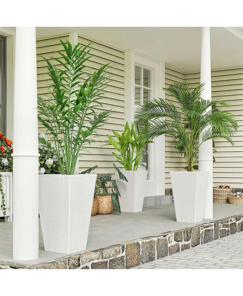 Outsunny Set of 3 Tall Planters, Indoor and Outdoor Flower Pot Set