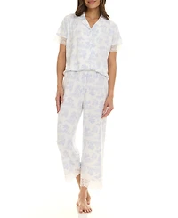 Flora by Nikrooz Women's Janelle Notch Top and Capri Pajama Set