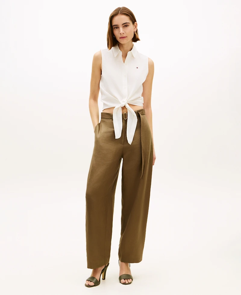 Tommy Hilfiger Women's Knotted Collared Top