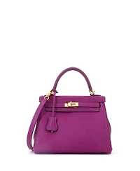 Pre-Owned HERMES Kelly 25 Handbag Purple Swift with Gold Hardware
