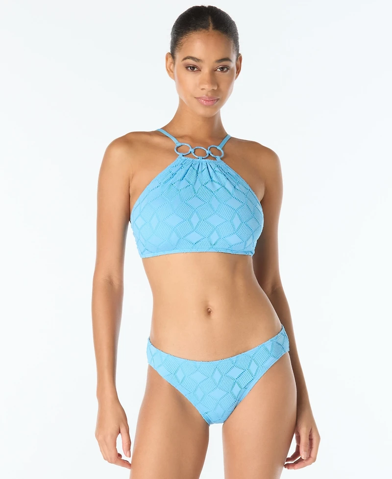 Vince Camuto Women's Crochet High-Neck Ring Bikini Top