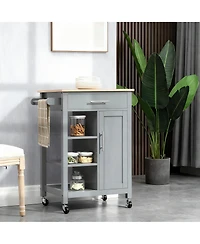 Yigii kitchen trolley, side shelves with storage space, solid wood top, adjustable shelves, easy to move