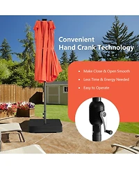 Gymax Outdoor 15' Double-Sided Patio Umbrella 48 Solar Led Lights Crank & Base Wine