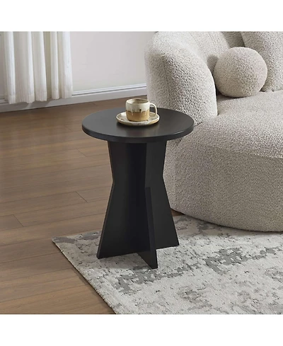 Kings Brand Furniture Round Side Table, Modern Pedestal Base Accent Table for Living Room, Bedroom, Bedside, Office