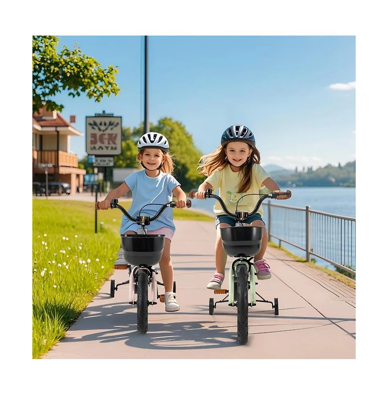 18 Inch Kids Bike Adjustable with Training Wheels for 4-8 Years Old