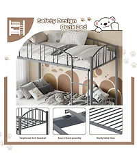 gaomon Metal Bunk Bed Twin Over Twin, Heavy Duty Bunkbeds Frame with Arched Guardrail and Safety Ladder