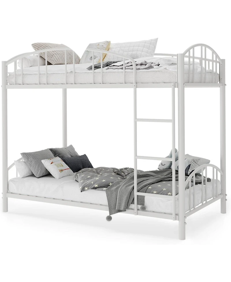 gaomon Metal Bunk Bed Twin Over Twin, Heavy Duty Bunkbeds Frame with Arched Guardrail and Safety Ladder