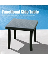 Clihome Lounge Chairs Set, Aluminum Adjustable Outdoor Chaise Lounge with Wheels, 2 Poolside Chairs,1 Side Table, Textilene