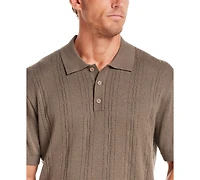 Weatherproof Vintage Men's Regular-Fit 100% Cotton Pointelle Sweater-Knit Polo Shirt
