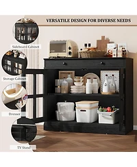 gaomon Modern Buffet Cabinet, Sideboard Storage with Glass Doors, Adjustable Shelf Large Drawer Cabinet