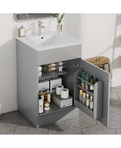 Sillysis 20'' Bathroom Vanity with Sink, Painted Mdf Cabinet, Soft Close Door, Adjustable Shelf & Organizer for Small Spaces