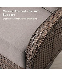 Gymojoy 6-Piece Wicker Patio Conversation Set with 6 in. Olefin Cushions/Patio Swivel Chairs with Sofa