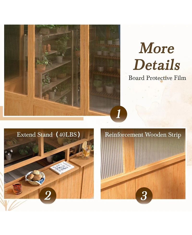 Aecojoy 6x10 Ft Wood Greenhouse for Outdoors, Heavy Duty Lean-to Walk-in Greenhouse with Polycarbonate Panels