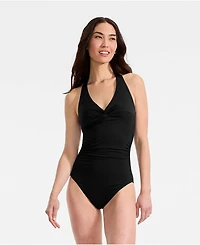 Lands' End Women's Knot Twist Halter One Piece