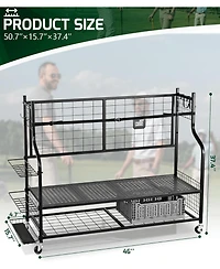 Heavy-Duty 4-Bag Golf Stand with Accessory Storage & Club Rack for Garage, Golf Club, Basement