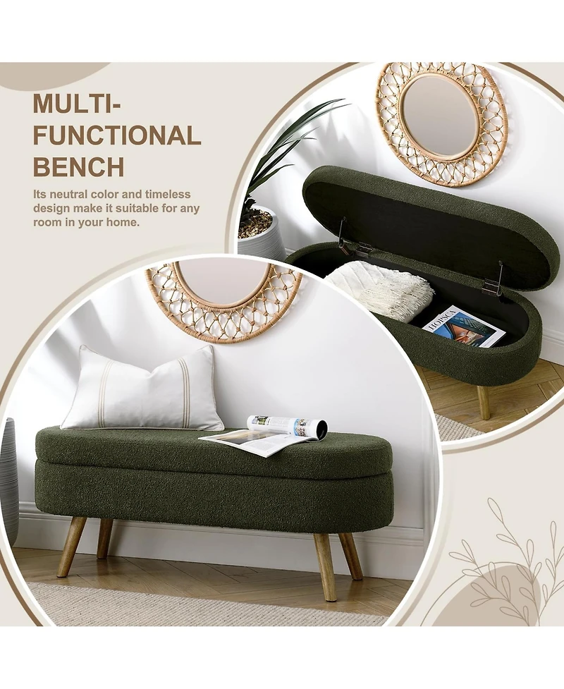 Rainsken Oval Storage Ottoman Bench