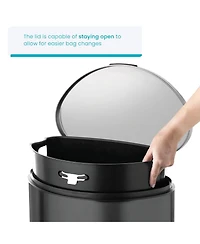 Home Zone Living 12 Gallon Semi-Round Stainless Steel Kitchen Trash Can with Step Pedal and Soft Close Lid