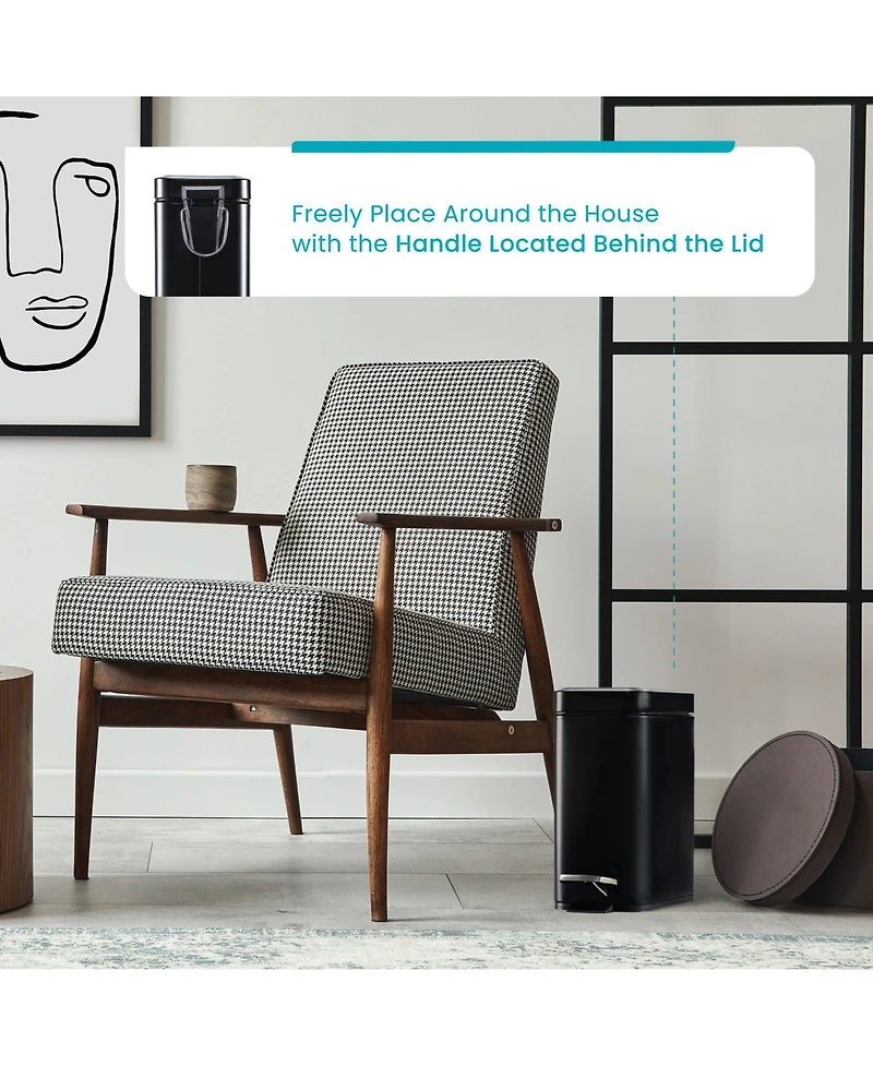 Home Zone Living 1.3 Gallon Slim Stainless Steel Trash Can with Step on Pedal and Soft Close Lid