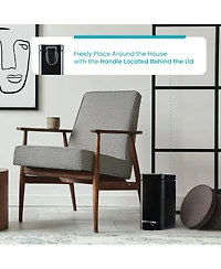 Home Zone Living 1.3 Gallon Slim Stainless Steel Trash Can with Step on Pedal and Soft Close Lid