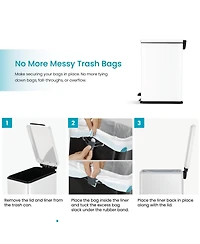 Home Zone Living 4 Gallon Slim Stainless Steel Kitchen Trash Can with Step Pedal and Soft Close Lid.