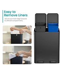 Home Zone Living 16 Gallon Stainless Steel Dual Trash and Recycling Can with Removable Liners Soft Close Lids