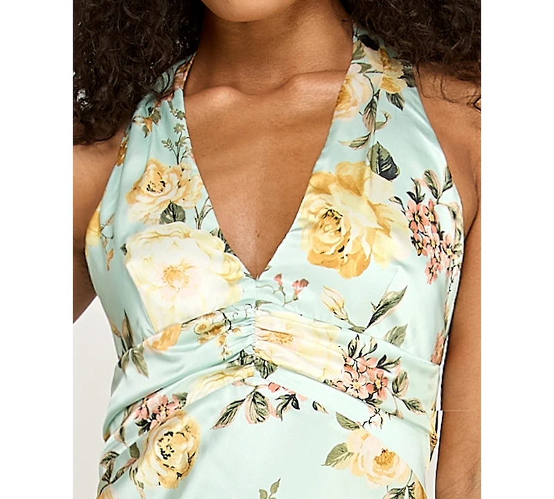 Seni & Cade Women's Floral Halter-Neck Maxi Dress