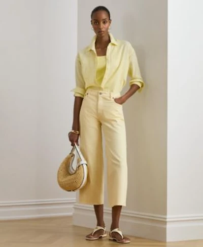 Lauren Ralph Lauren Womens High Rise Wide Leg Cropped Jeans