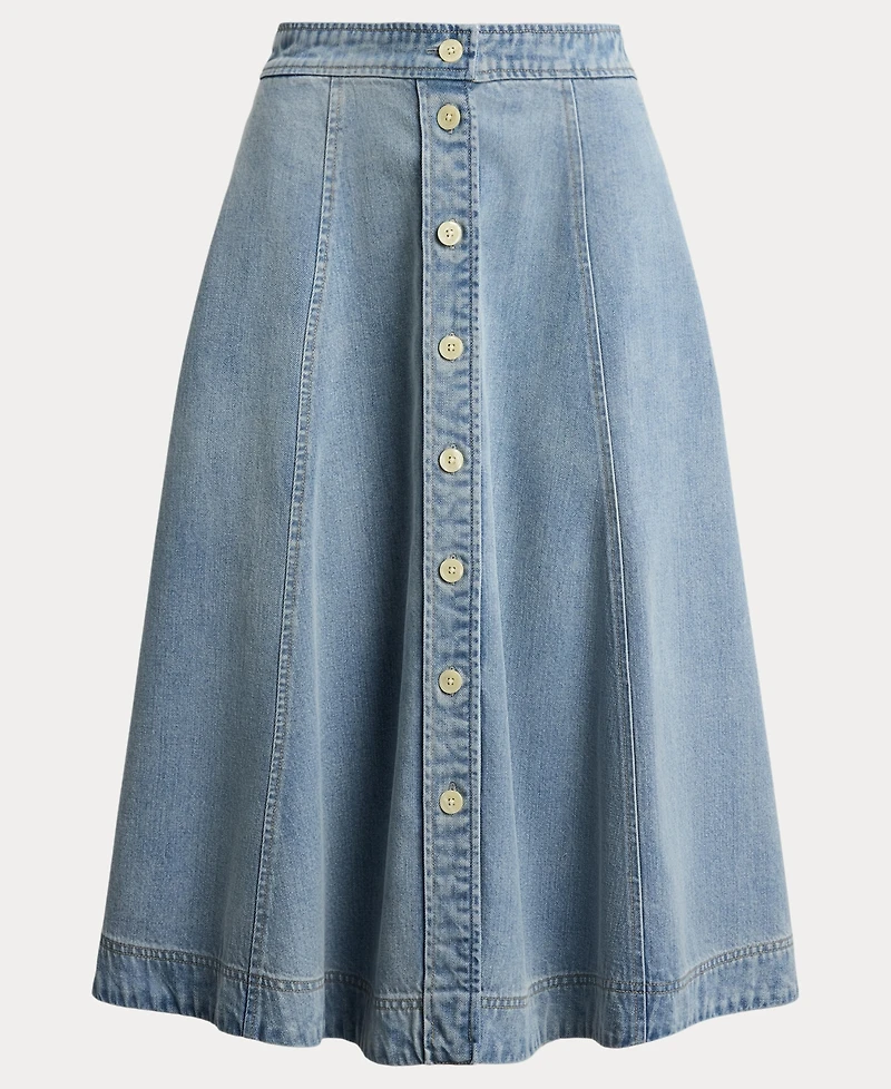 Lauren Ralph Women's Button-Front Denim Midi Skirt