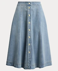 Lauren Ralph Women's Button-Front Denim Midi Skirt