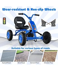 Mecale Go Kart for Kids 4 Wheel with Steering Handlebars and Adjustable