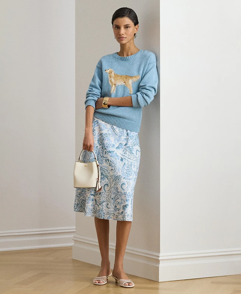 Lauren Ralph Women's Paisley A-Line Midi Skirt