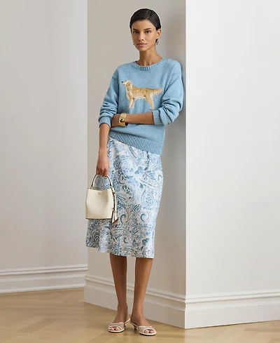 Lauren Ralph Women's Paisley A-Line Midi Skirt