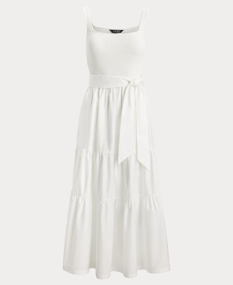 Lauren Ralph Women's Square Neck Tiered Midi Dress