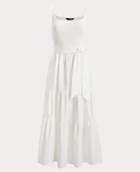 Lauren Ralph Women's Square Neck Tiered Midi Dress
