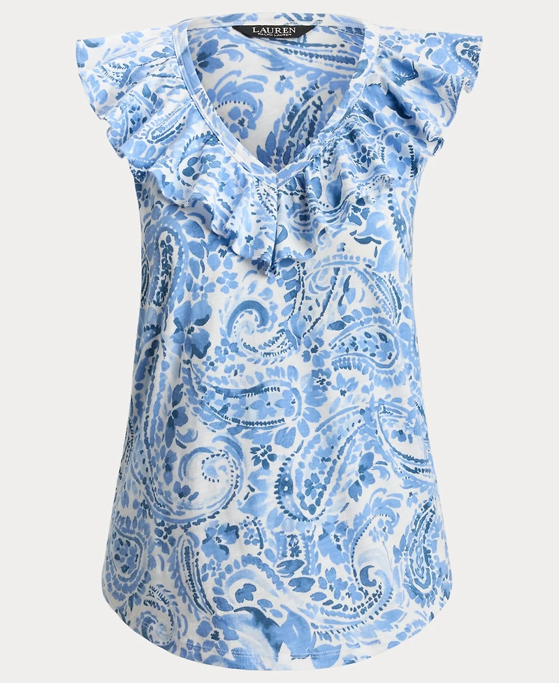 Lauren Ralph Women's Sleeveless V-Neck Top