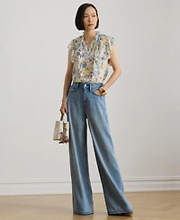 Lauren Ralph Women's Floral Flutter-Sleeve Shirt