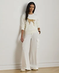 Lauren Ralph Women's High Rise Wide Leg Cargo Pants