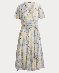 Lauren Ralph Women's Floral Surplice Neck Midi Dress