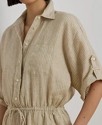 Lauren Ralph Women's Striped Spread Collar Romper