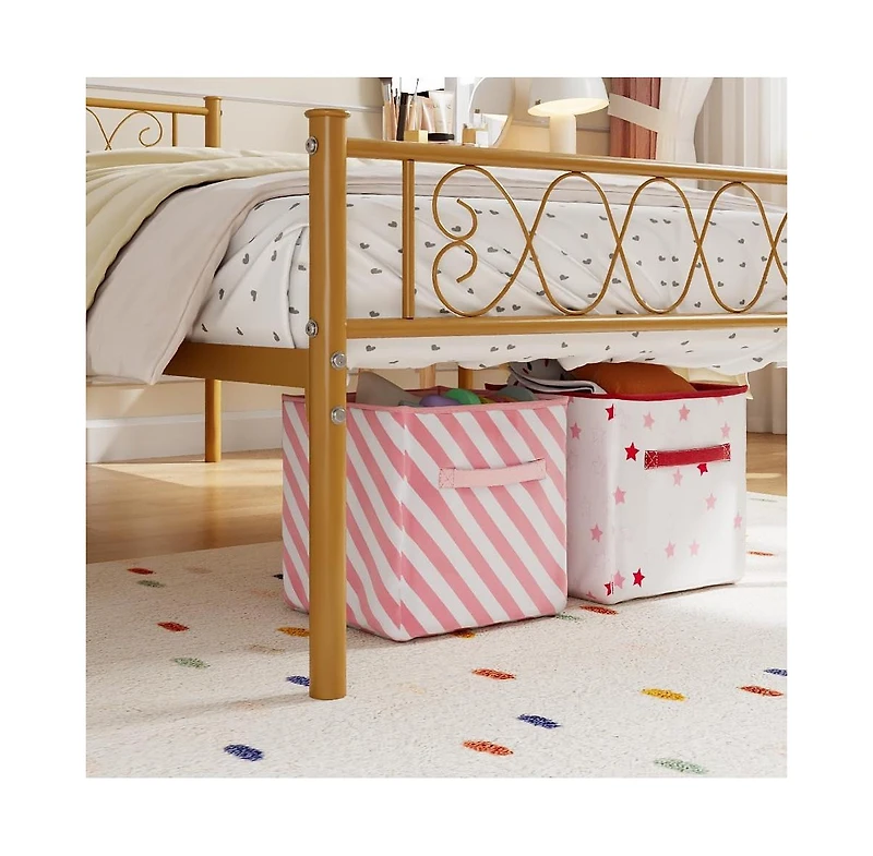 gaomon Metal Bed Frame - Headboard and Footboard with Iron Heart Design, Platform for Boys Girls, No Box Spring Needed