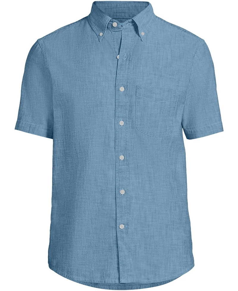 Lands' End Men's Short Sleeve Easy Fit Chambray Shirt