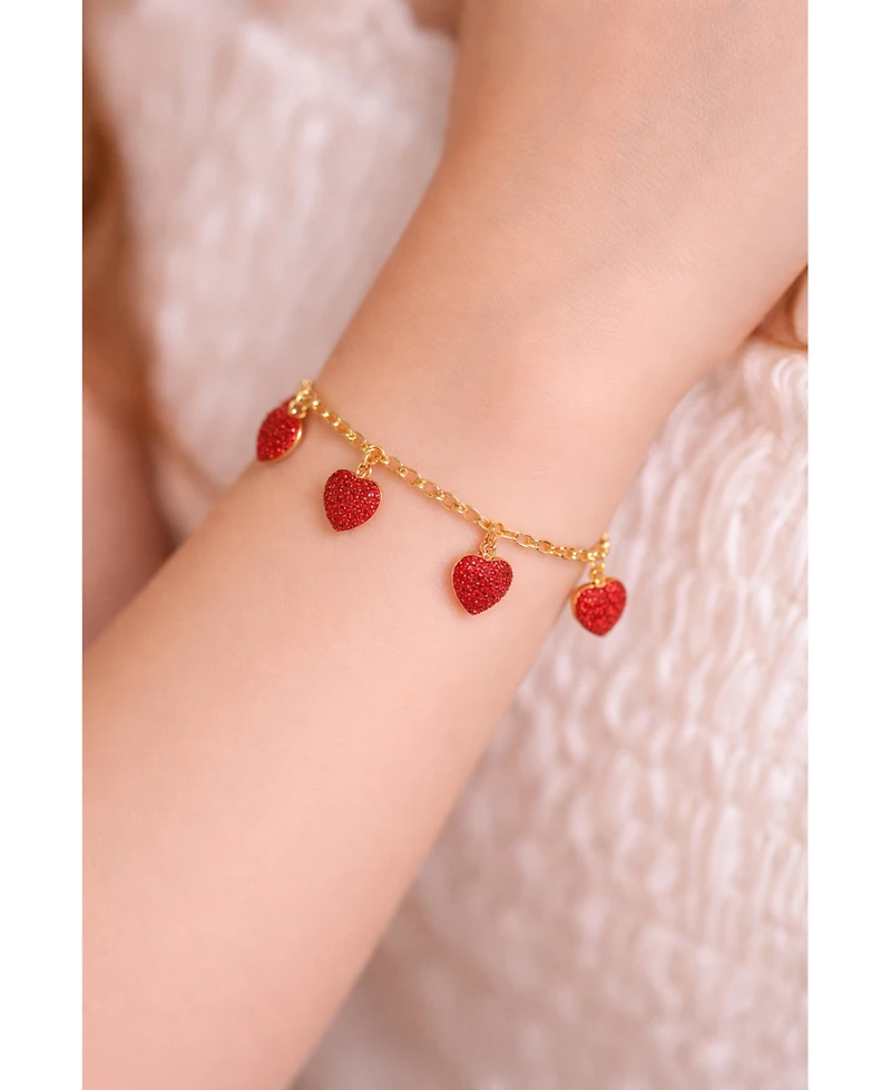Chanteur Girls 18K Yellow Gold Plated Heart Charm Bracelet