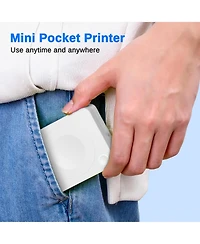 Swifint PM230 Mini Bluetooth Thermal Sticker Printer. Includes 3 paper rolls & templates for easy printing from phones & tablets. Portable design