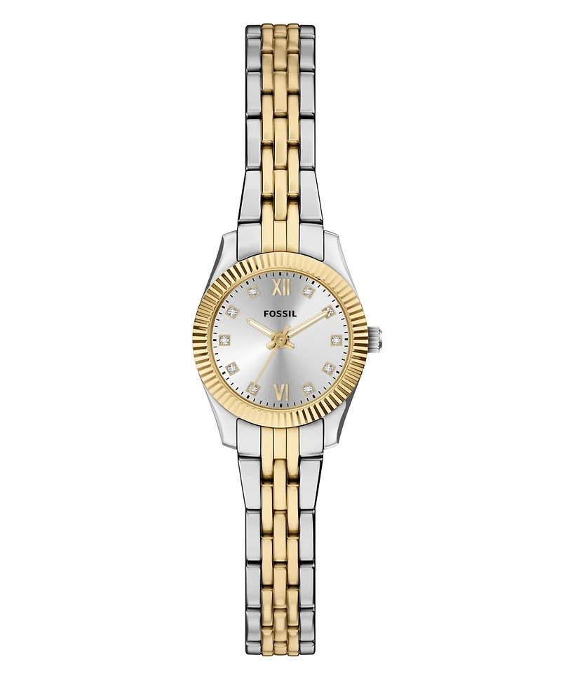 Fossil Women's Scarlette Mini Three-Hand Two-Tone Stainless Steel Watch, 20mm