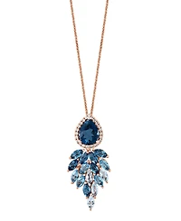 Lali Jewels London Blue Topaz (3-3/8 ct. t.w.), Sky Blue Topaz (1-5/8 ct. t.w.) & Diamond (1/8 ct. t.w.) Cascading Pendant Necklace in 14k Rose Gold,